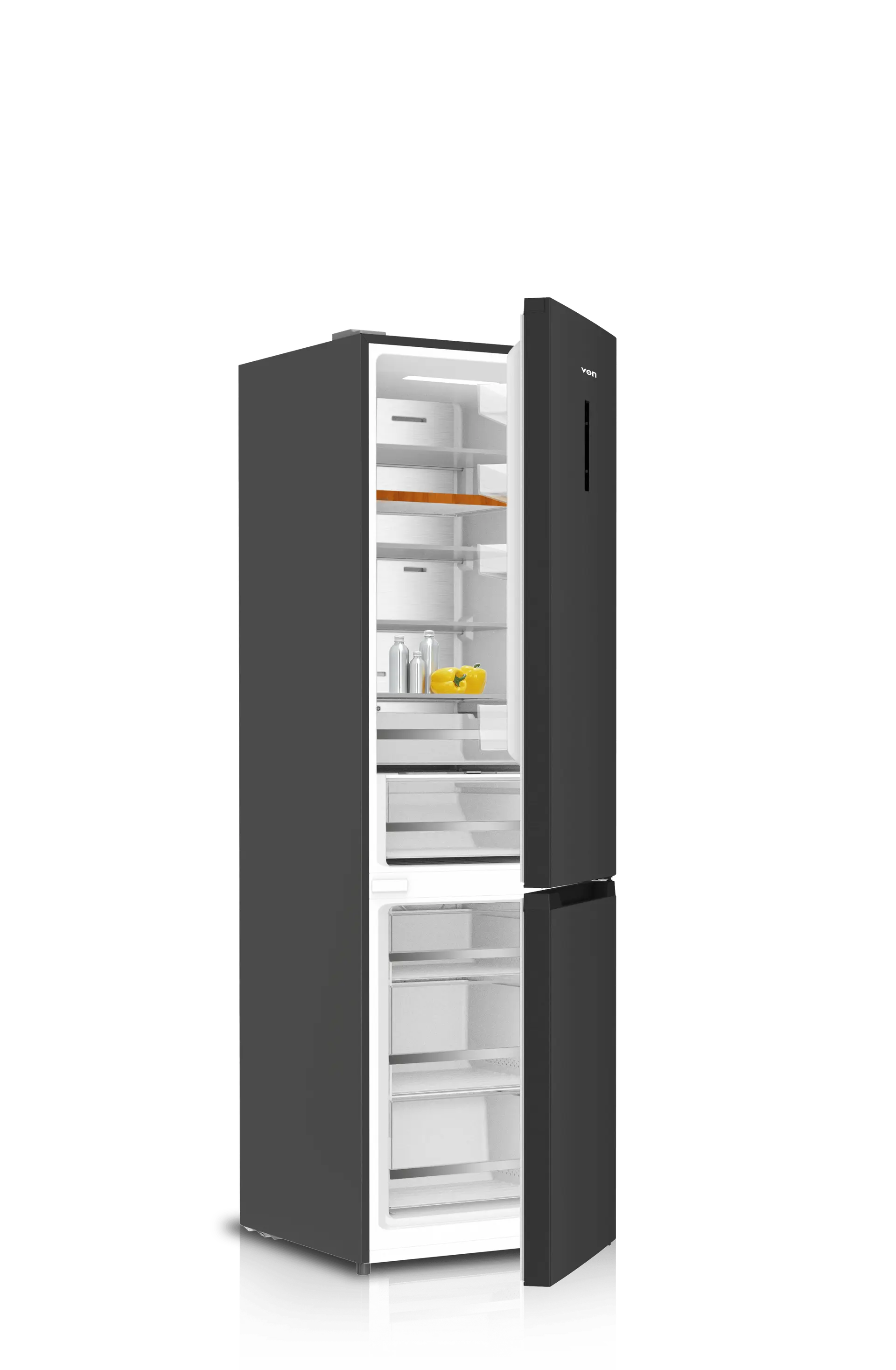 VON VRB-377NVAK Bottom Mount Freezer 377L - Black Inox