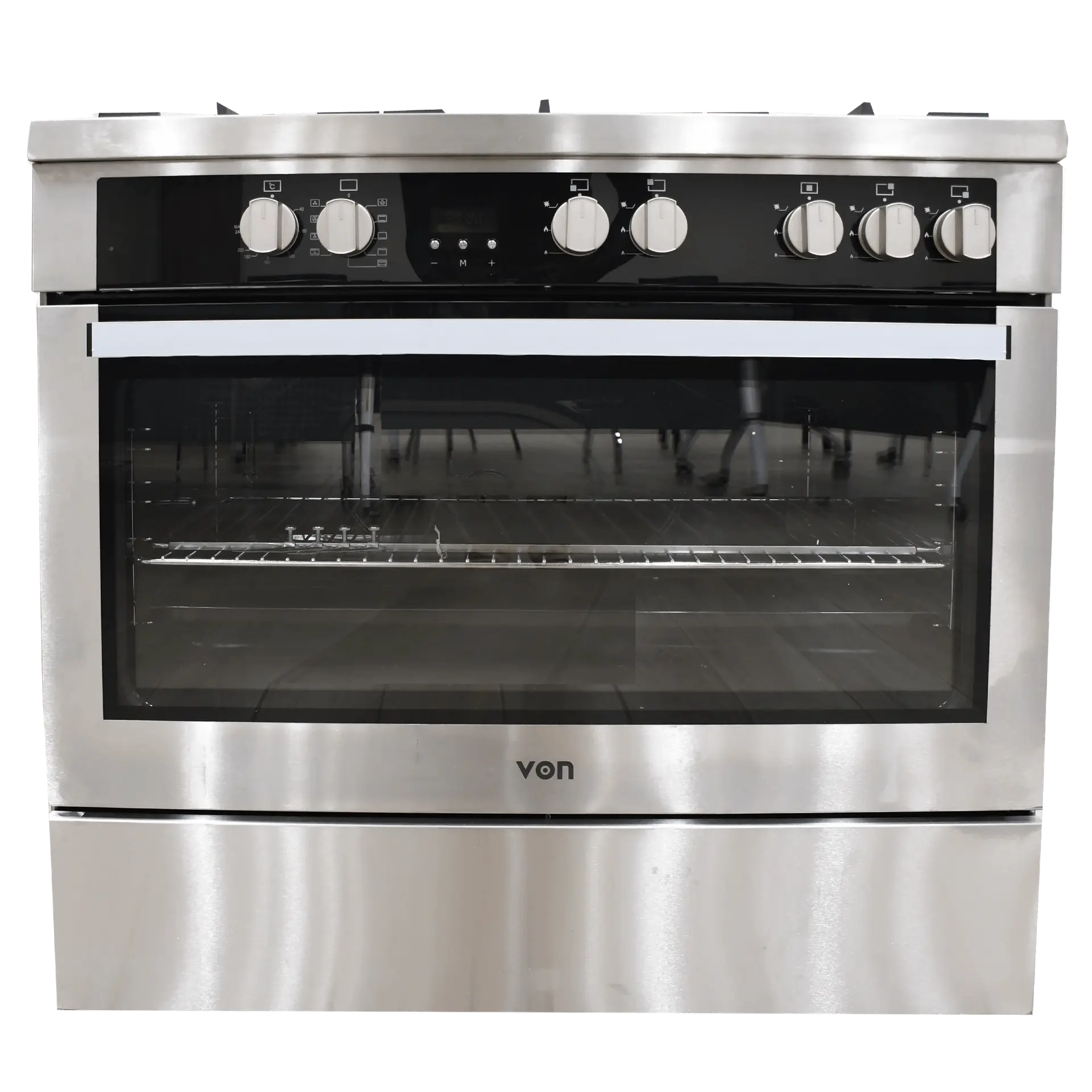 VON VCP965072FSX Freestanding Cooker – 5 Gas Burners, Cast Iron Pan Support, Flame Failure Device